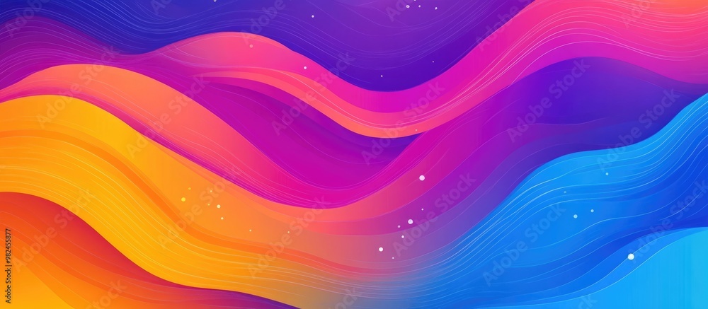Poster colorful abstract wave gradient background in a flat design style