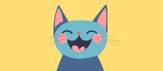 Fototapeta premium Colorful cartoon of a cheerful cat in a minimalist style