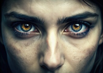 Naklejka premium Eyes like two black holes, sucking in all light and emotion, leaving only an abyss of nothingness.