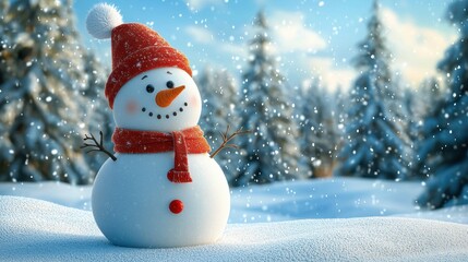 Happy Snowman in Winter Wonderland.