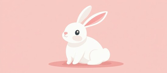 Fototapeta premium Cute cartoon of a bunny in a flat color style