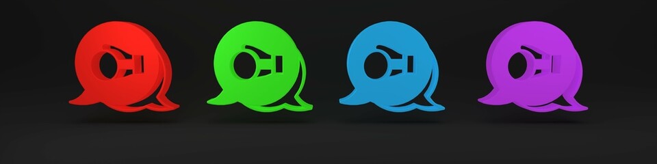 Colorful Boxing glove icon isolated on black background. Minimalism concept. 3D render illustration