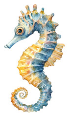 Fototapeta premium PNG Colorful seahorse in ocean depths