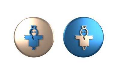 Obraz premium Colorful Scarecrow icon isolated on white background. Happy Halloween party. Circle button. 3D render illustration