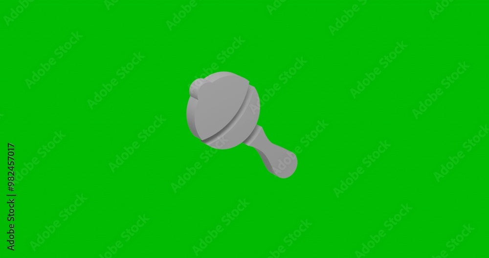 Poster animation of rotation of a white baby rattle symbol with shadow. simple and complex rotation. seamle
