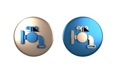 Colorful Tap for a barrel icon isolated on white background. Circle button. 3D render illustration