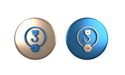 Colorful Industrial hook icon isolated on white background. Crane hook icon. Circle button. 3D render illustration