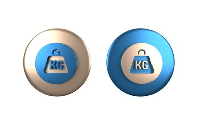 Colorful Weight icon isolated on white background. Kilogram weight block for weight lifting and scale. Mass symbol. Circle button. 3D render illustration