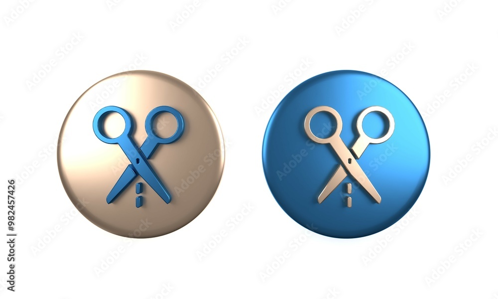 Poster colorful scissors with cut line icon isolated on white background. tailor symbol. cutting tool sign.