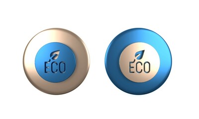 Colorful Leaf Eco symbol icon isolated on white background. Banner, label, tag, logo, sticker for eco green. Circle button. 3D render illustration
