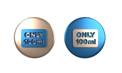 Colorful Liquids in carry-on baggage icon isolated on white background. Airport rules. Circle button. 3D render illustration