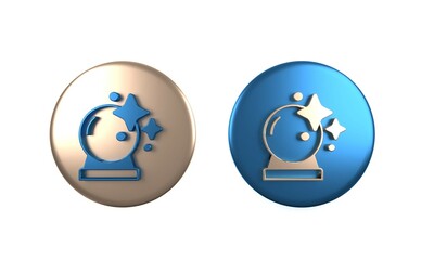Colorful Magic ball icon isolated on white background. Crystal ball. Circle button. 3D render illustration