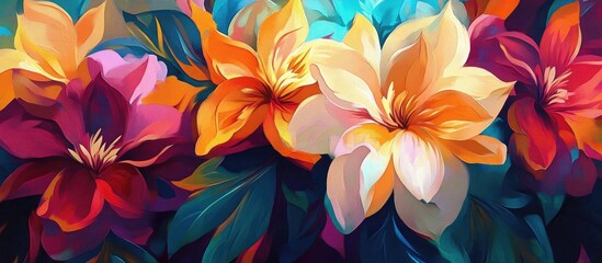 Obraz premium Painting of vibrant flowers in a decorative style