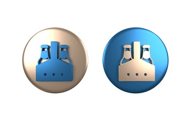 Colorful Pack of beer bottles icon isolated on white background. Case crate beer box sign. Circle button. 3D render illustration