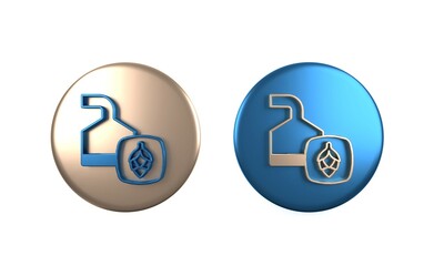 Colorful Traditional brewing vessels in brewery icon isolated on white background. Beer brewing process. Distillery plant, brewery. Circle button. 3D render illustration