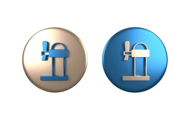 Colorful Dispenser beer icon isolated on white background. Beer wide tower with tap. Circle button. 3D render illustration