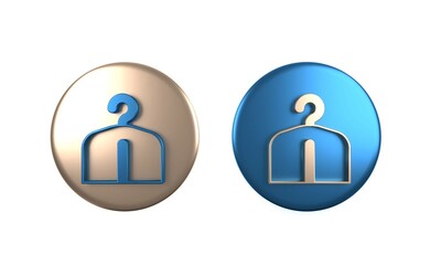 Colorful Hanger wardrobe icon isolated on white background. Cloakroom icon. Clothes service symbol. Laundry hanger sign. Circle button. 3D render illustration