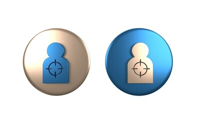 Colorful Human target sport for shooting icon isolated on white background. Clean target with numbers for shooting range or shooting. Circle button. 3D render illustration