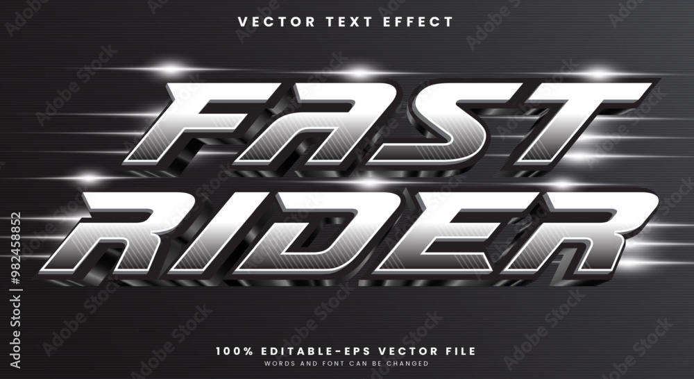 Poster fast rider editable text effect template with racing style theme