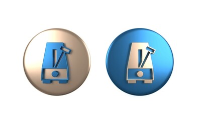 Colorful Classic Metronome with pendulum in motion icon isolated on white background. Equipment of music and beat mechanism. Circle button. 3D render illustration