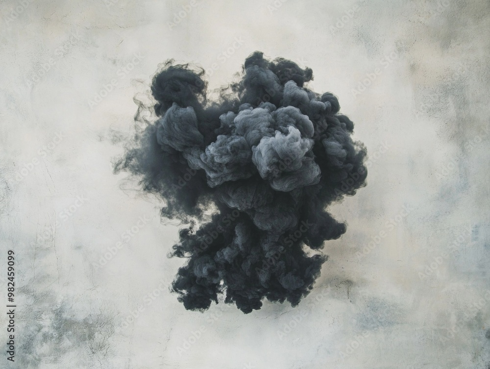 Poster swirling tendrils of black smoke rise and twist on a pristine white canvas, creating a stunning cont