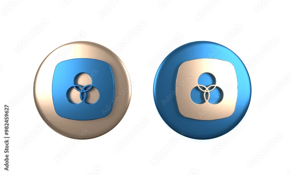 Aufkleber colorful rgb and cmyk color mixing icon isolated on white background. circle button. 3d render illus