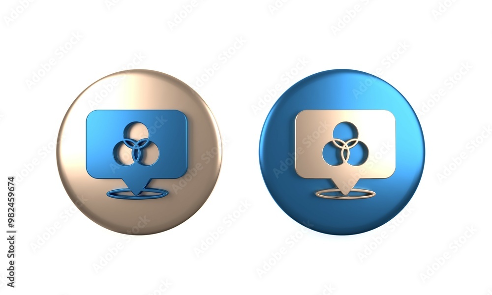 Aufkleber colorful rgb and cmyk color mixing icon isolated on white background. circle button. 3d render illus