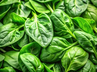 Obraz premium Fresh spinach leaves flaunt their bright green hue, showcasing the nutrient-rich superfood's power to boost energy, support eye health, and combat chronic diseases.