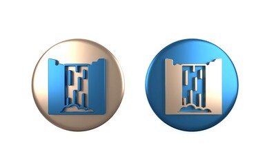 Colorful Waterfall icon isolated on white background. Circle button. 3D render illustration