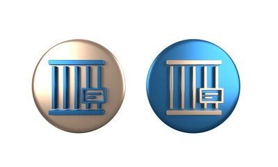 Colorful Animal cage icon isolated on white background. Circle button. 3D render illustration