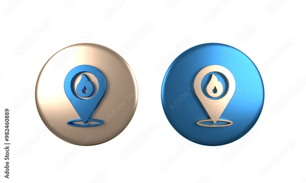Poster colorful map pointer with fire flame icon isolated on white background. fire nearby. circle button. 