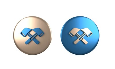 Obraz premium Colorful Firefighter axe icon isolated on white background. Fire axe. Circle button. 3D render illustration