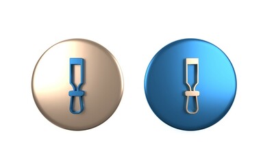 Colorful Chisel tool for wood icon isolated on white background. Circle button. 3D render illustration