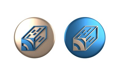 Colorful Wooden beam icon isolated on white background. Lumber beam plank. Circle button. 3D render illustration