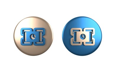 Colorful Detonate dynamite bomb stick and timer clock icon isolated on white background. Time bomb - explosion danger concept. Circle button. 3D render illustration