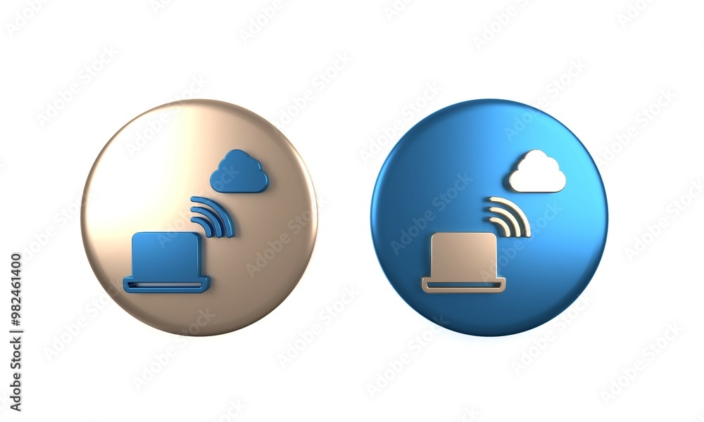 Poster colorful network cloud connection icon isolated on white background. social technology. cloud comput