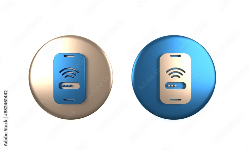 Poster colorful smartphone with free wi-fi wireless connection icon isolated on white background. wireless 
