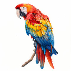 Obraz premium magnificent realistic Scarlet Macaw on white background