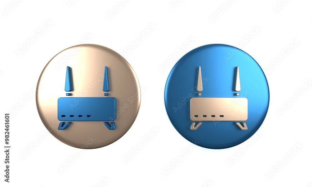 Poster colorful router and wi-fi signal icon isolated on white background. wireless ethernet modem router. 