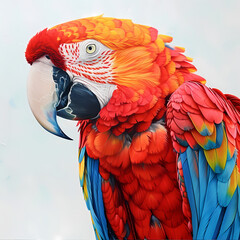 Obraz premium magnificent realistic Scarlet Macaw on white background