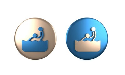 Colorful Water polo icon isolated on white background. Circle button. 3D render illustration