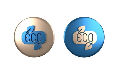 Colorful Leaf Eco symbol icon isolated on white background. Banner, label, tag, logo, sticker for eco green. Circle button. 3D render illustration