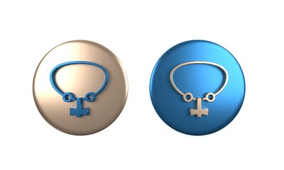 Colorful Necklace with gem icon isolated on white background. Circle button. 3D render illustration