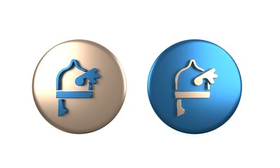 Obraz premium Colorful Viking in horned helmet icon isolated on white background. Circle button. 3D render illustration