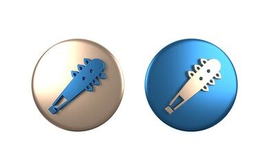 Colorful Medieval chained mace ball icon isolated on white background. Morgenstern medieval weapon or mace with spikes. Circle button. 3D render illustration