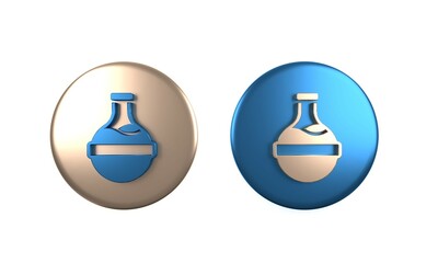 Colorful Bottle with potion icon isolated on white background. Flask with magic potion. Happy Halloween party. Circle button. 3D render illustration