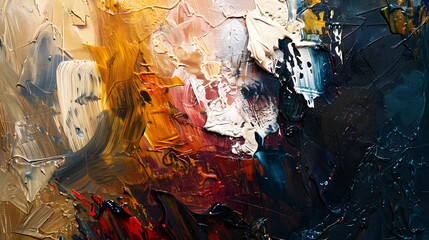 Bold Abstract Oil Painting with Vibrant Colors and Expressive Textures Evoking Emotions and Interpretations