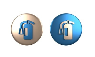 Colorful Fire extinguisher icon isolated on white background. Circle button. 3D render illustration