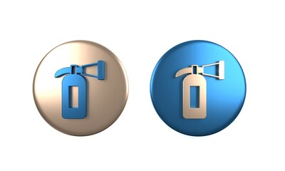Fototapeta premium Colorful Fire extinguisher icon isolated on white background. Circle button. 3D render illustration