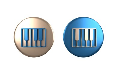 Colorful Music synthesizer icon isolated on white background. Electronic piano. Circle button. 3D render illustration